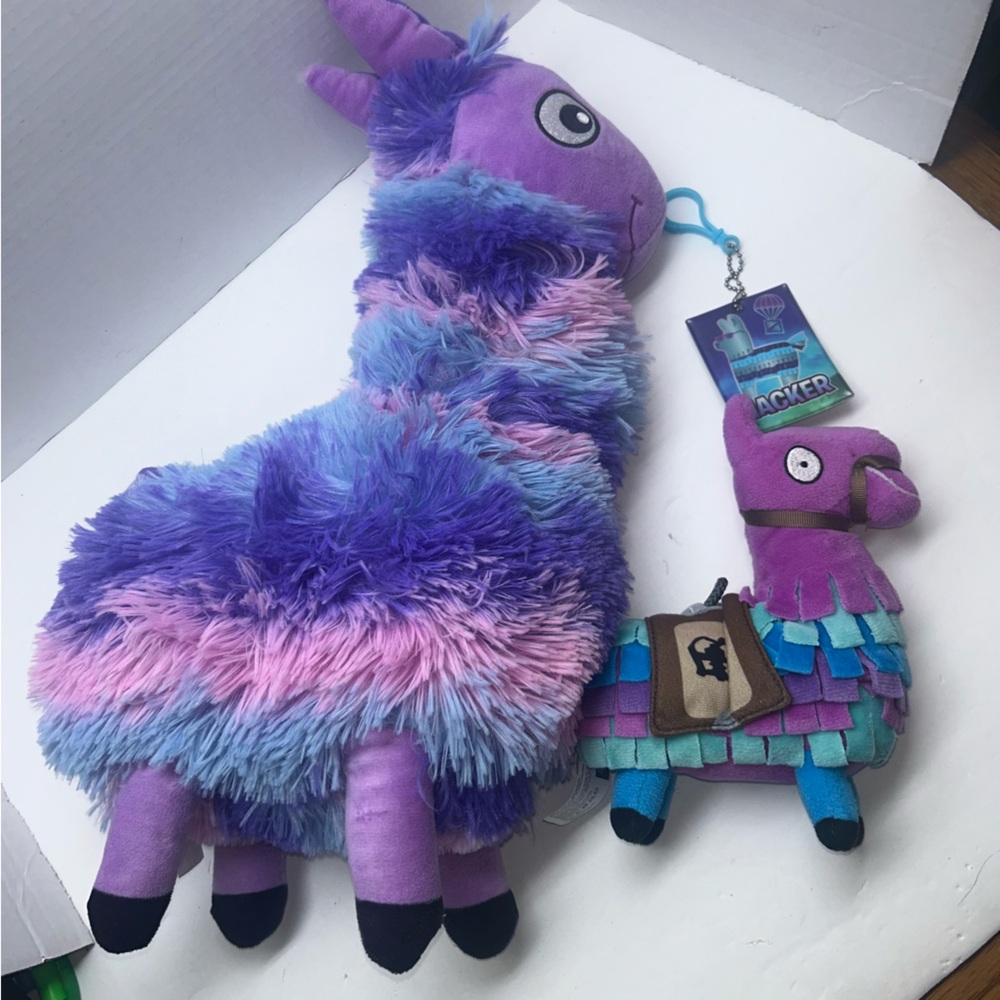 Fornite Shaggy Llamma plush & key chain Fiesta Russ 19" & 8" embroidered eyes